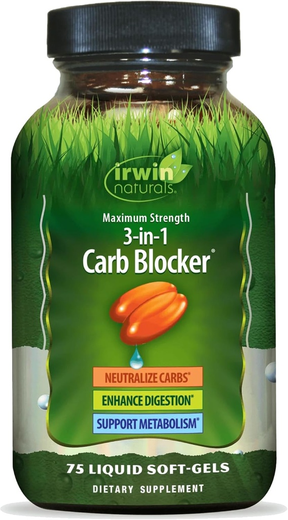 Irwin Naturals Maximum Strength 3-in-1 Carb Blocker - Neutralize Carbohydrates - 75 Liquid Softgels 2