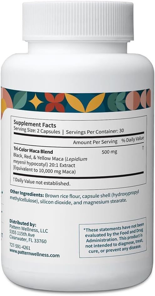 Pattern Wellness Maca Root for Men & Women - 10,000mg - Natural Mood & Wellness Enhancer - Unique Optimum Blend for Fertility, Reproductive & Whole Body Health - 60 Vegan Capsules 4
