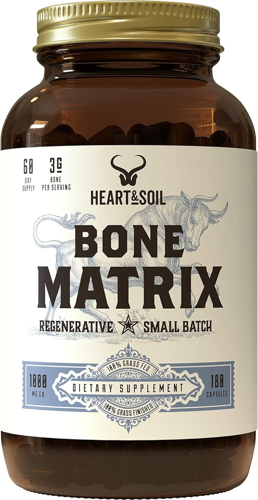 Heart & Soil Grass Fed Bone Matrix — Supports Bone and Joint Health, Strength, and Flexibility (180 Capsules) 2