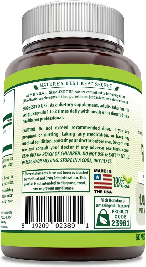 Herbal Secrets Pine Bark Extract Supplement | 100 Mg Per Serving | 60 Veggie Capsules | Non-GMO | Gluten-Free | Made in USA 4