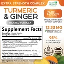Turmeric Curcumin Supplement 2600mg - with Organic Ginger & Turmeric, 95% Curcuminoids, BioPerine Black Pepper for Best Absorption, Nature's Vegan Joint Support, Non-GMO, Bottled in USA - 120 Capsules 3
