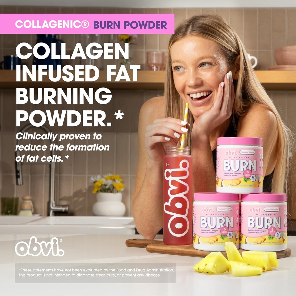 Obvi Collagenic Burn Powder | Multi-Collagen Peptide Blend with GBB, Ashwagandha & Green Coffee | Pineapple Coconut, 25 Servings 4