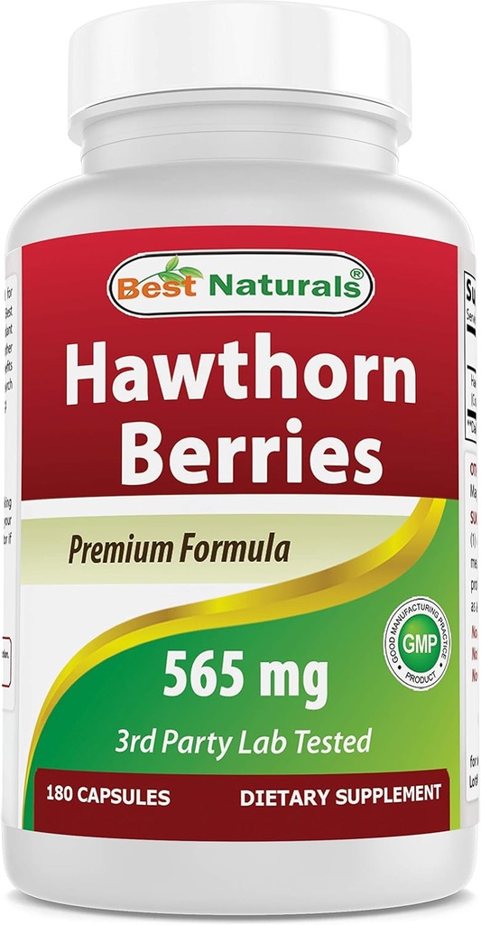Best Naturals Hawthorn Berry 565 mg 180 Capsules (180 Count (Pack of 1)) 2