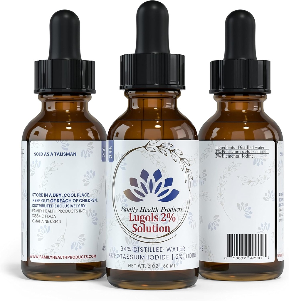 Family Health Products-Lugols Iodine Solution 2% Iodine Drops Potassium Iodide Solution 2% Liquid Drops, Red, Pack of 1 5