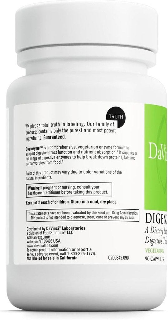 DAVINCI Laboratories - Digenzyme - A Dietary Supplement to Support Digestive Tract Health - Gluten-Free, Soy-Free - 90 Vegetarian Capsules 4
