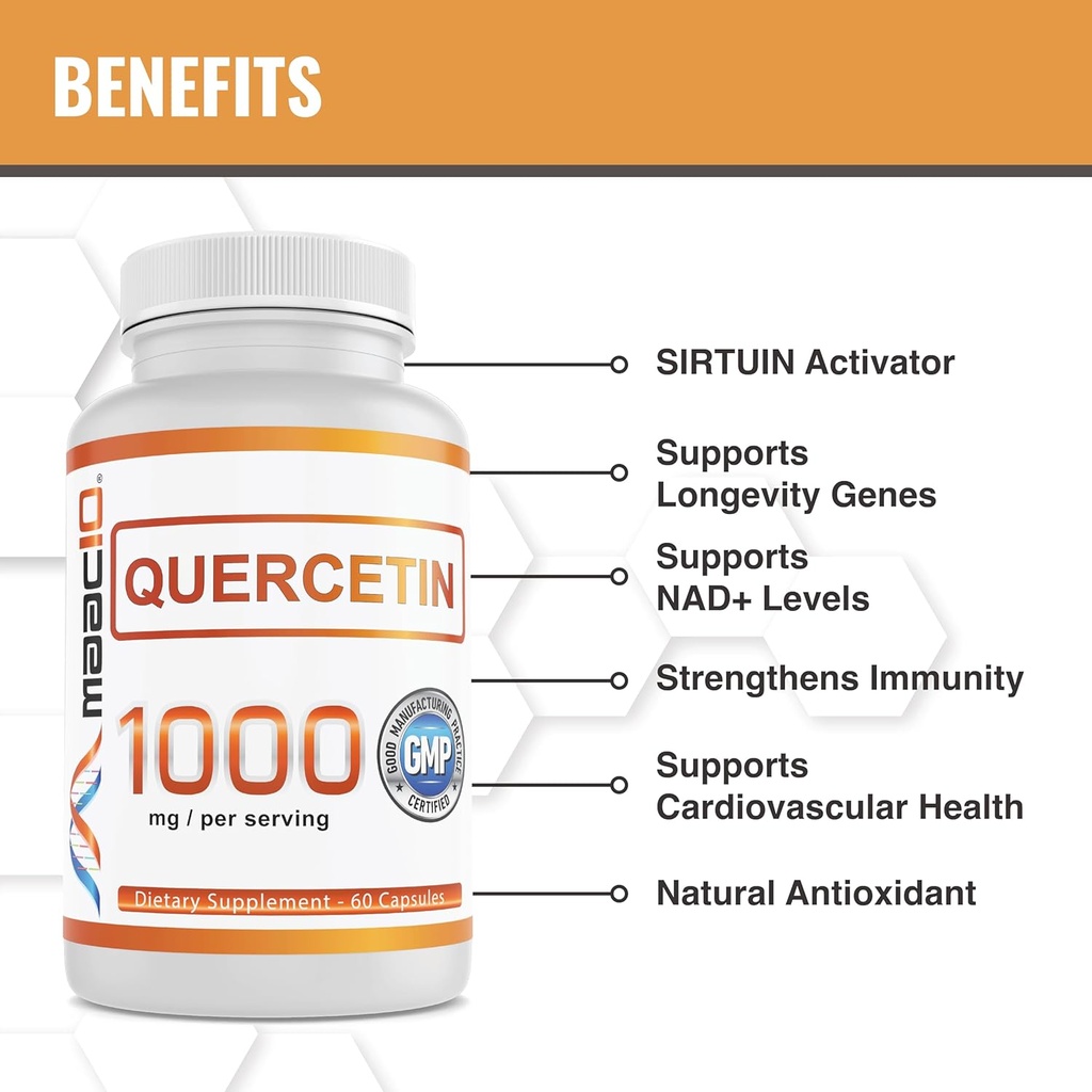 MAAC10 Quercetin 1000mg Serving Immune & Sirtuin Longevity Suppport 5
