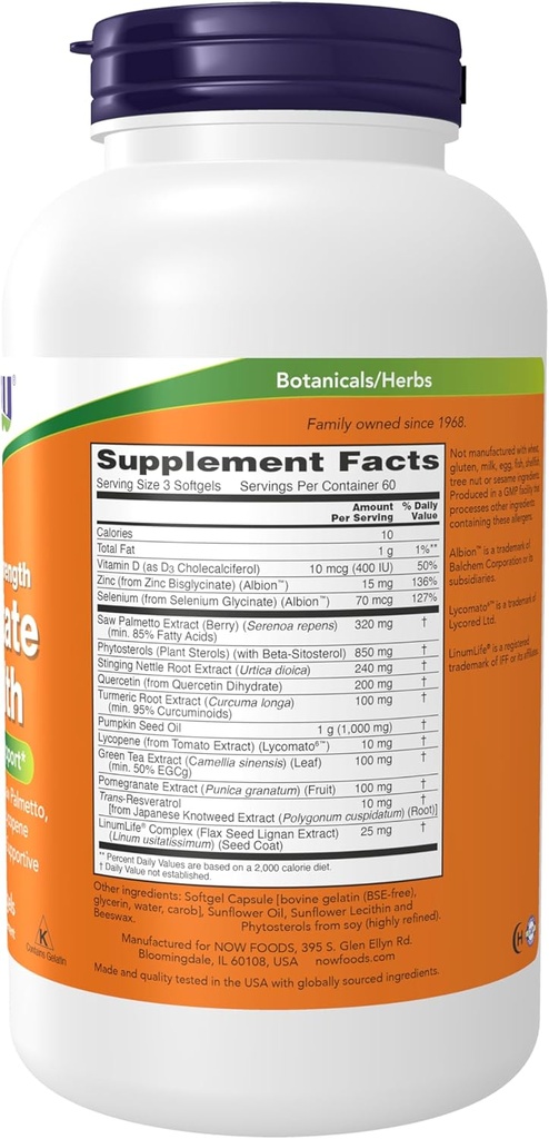 NOW Foods Supplements, Prostate Health, Clinical Strength Saw Palmetto, Beta-Sitosterol & Lycopene, 180 Softgels 3