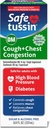 Safetussin DM Cough & Chest Congestion, 8 oz, Expectorant Mucus Relief, Cough Relief Syrup, Safe for Adults with High Blood Pressure & Diabetes 2