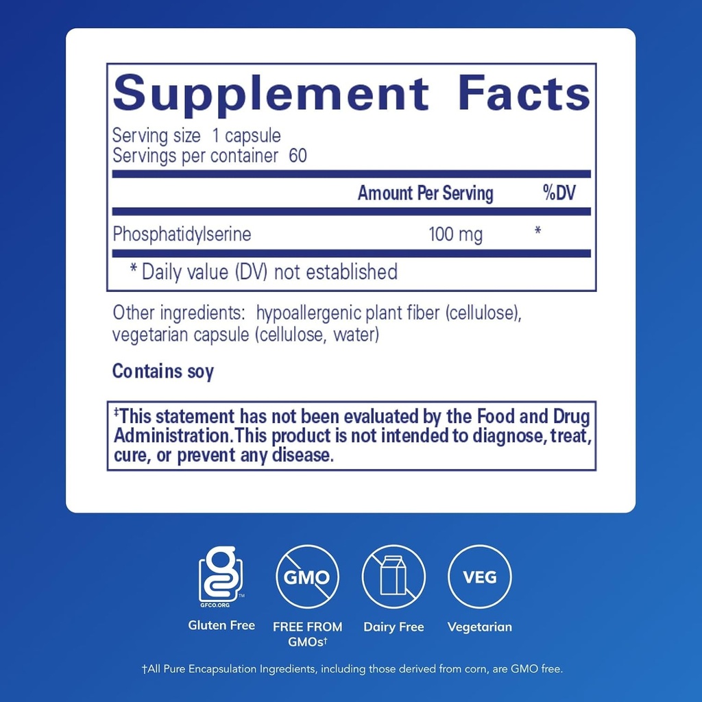 Pure Encapsulations PS 100 | Phosphatidylserine Amino Acid Supplement for Brain and Memory* | 60 Capsules 3