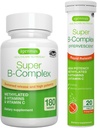 Super B-Complex Bundle, 180 Sustained-Release Tablets & 20 Orange Flavor Effervescent Tablets for Fast Energy On The Go, by Igennus 2