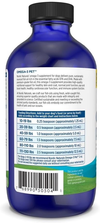 Nordic Naturals Omega-3 Pet, Unflavored - 8 oz - 1380 mg Omega-3 Per Teaspoon - Fish Oil for Medium to Large Dogs with EPA & DHA - Promotes Heart, Skin, Coat, & Immune Health 4