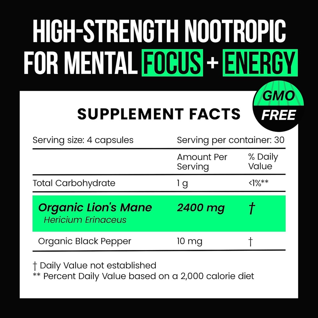 Lions Mane Mushroom Capsules + Zinc Quercetin with Bromelain Supplement 3