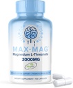 Max-Mag Magnesium L-Threonate Supplement - 105 Capsules Made in USA- Magtein 2000mg Complex with Vitamin D3 and K2 for Sleep, Mood & Brain Magnesium L Threonate Capsules Nutrition by MaxLife Naturals 2