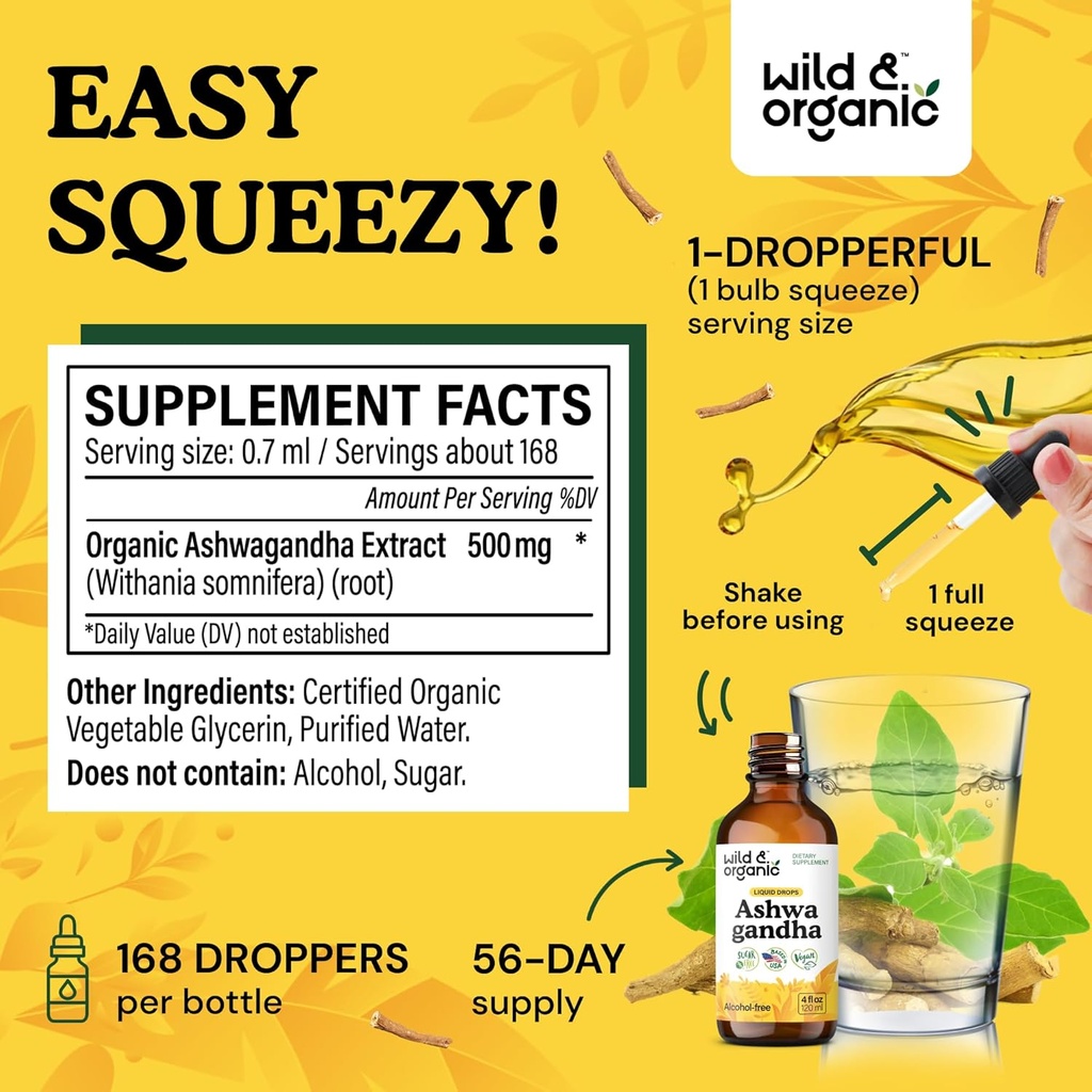 Wild & Organic Rhodiola Rosea Tincture 4 fl oz & Ashwagandha Tincture 4 fl oz 6