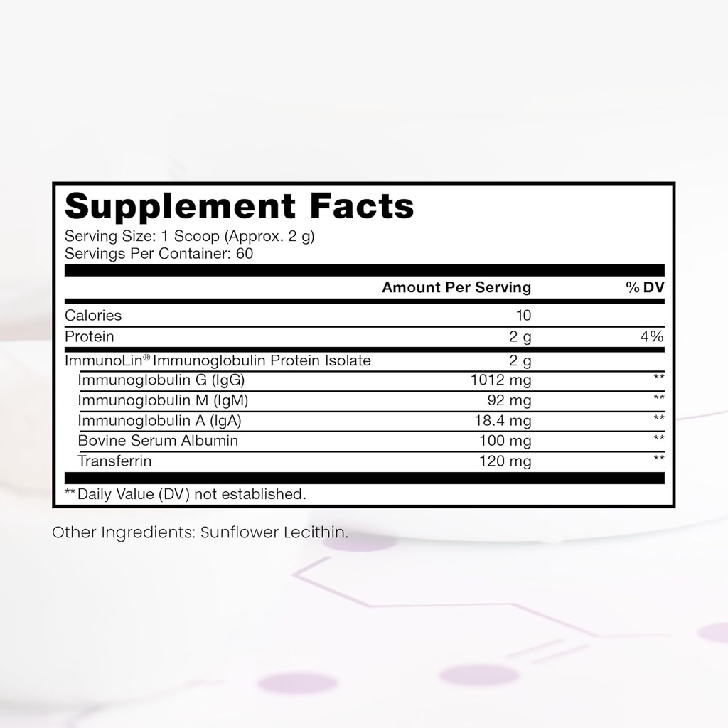 Pure Therapro Rx Elite IgG Immunoglobulin Supplement Powder, 60 Servings, 1100 mg IgG, IGA & IgM Serum Derived Immunoglobulins, Unflavored, Gluten, Dairy & GMO Free Colostrum Supplement Alternative 3