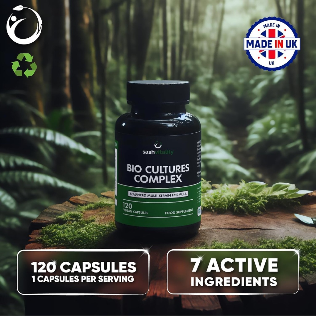 Probiotics & Prebiotics | 435 Billion CFU | Bio Cultures Complex | 120 Vegetarian Capsules for Women & Men - Lactobacillus Acidophilus, Bifidobacterium, Rhamnosus & Reuteri - Advanced Multi-Strain 4