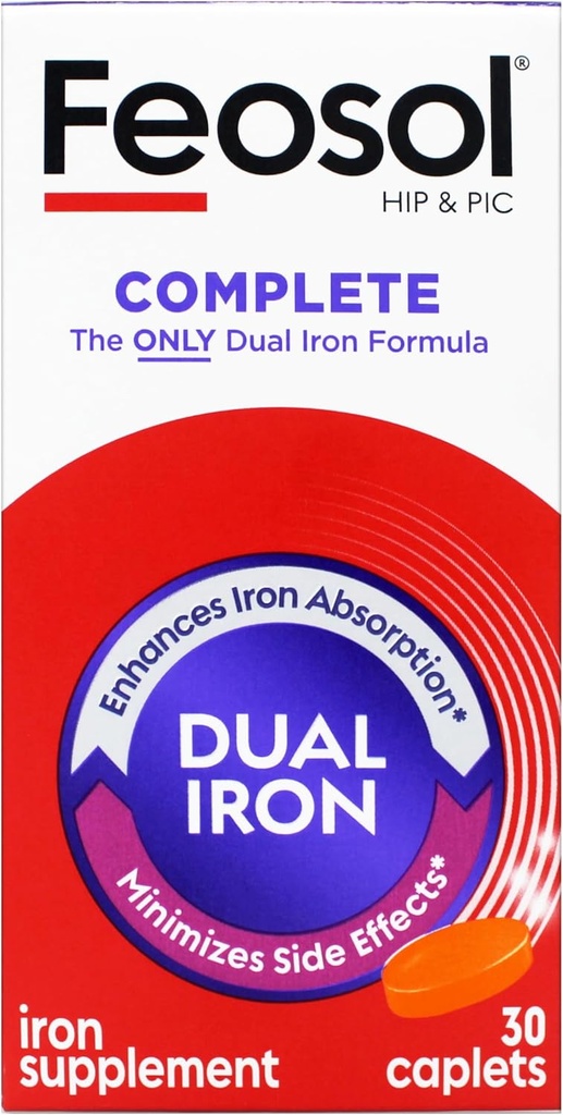 Feosol Bifera Hip & PIC Iron Supplement, Complete - 30 Caplets, Pack of 2 3