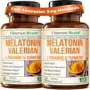 Melatonin Sleep Aid with L Theanine & Valerian Root – Turmeric Supplement – Turmeric Curcumin with Ginger & Black Pepper – L-Theanine & Melatonin 3mg for Sleep, Calm and Stress Relief – 2 Pack 2