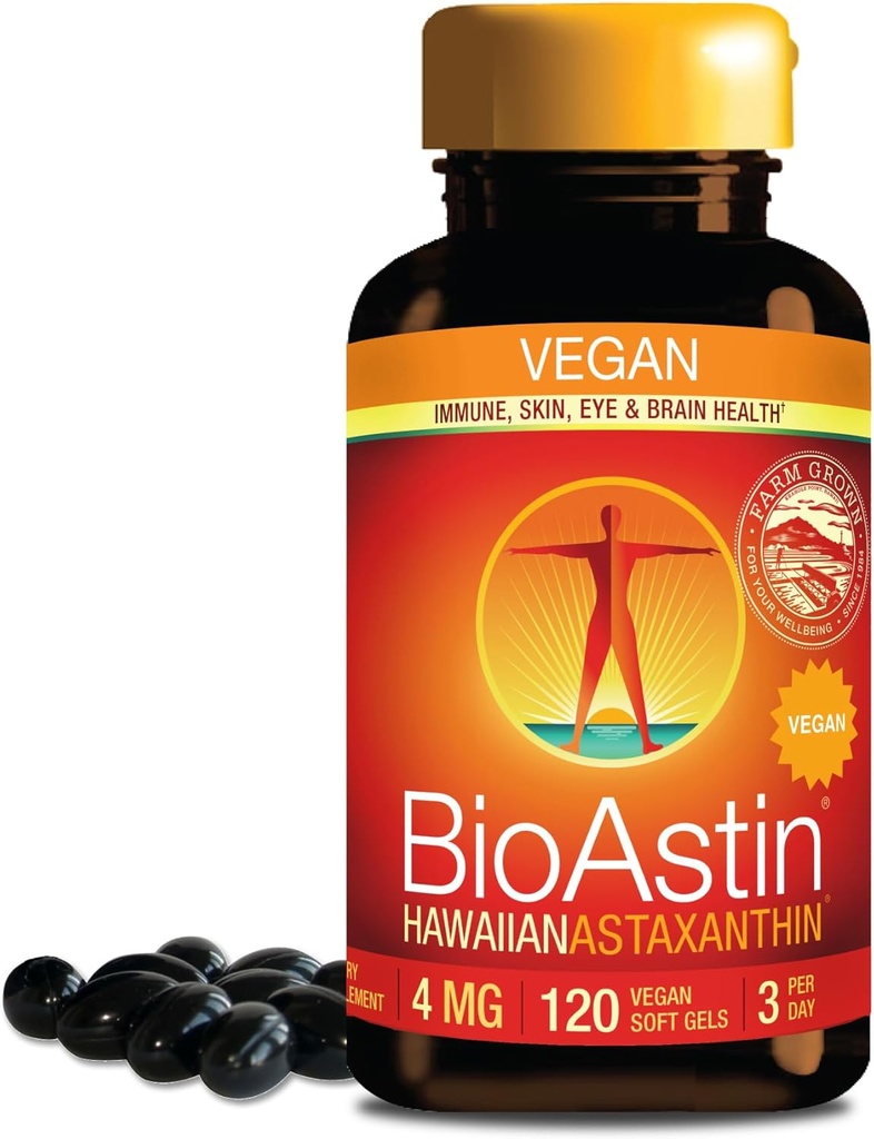 Nutrex Hawaii Vegan BioAstin Hawaiian Astaxanthin - 4mg, 120 Softgels - Farm-Direct Premium Antioxidant Supplement to Support Eye, Skin, Joint & Immune System Health - Vegan, Non-GMO & Gluten-Free 2
