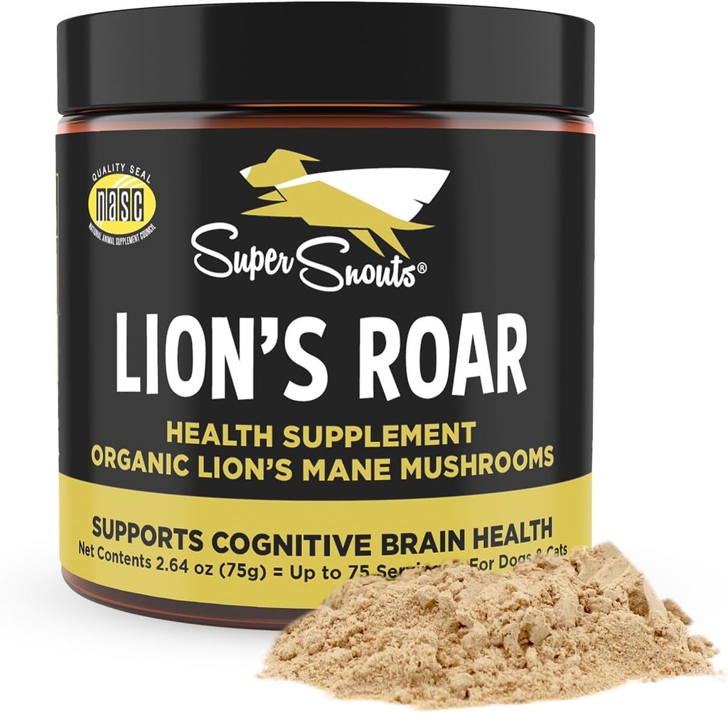 Super Snouts Lion's Roar Lion's Mane Mushroom Supplement for Dogs and Cats, 2.64oz - Made in USA Organic Lions Mane for Cognitive Function and Brain Health 2