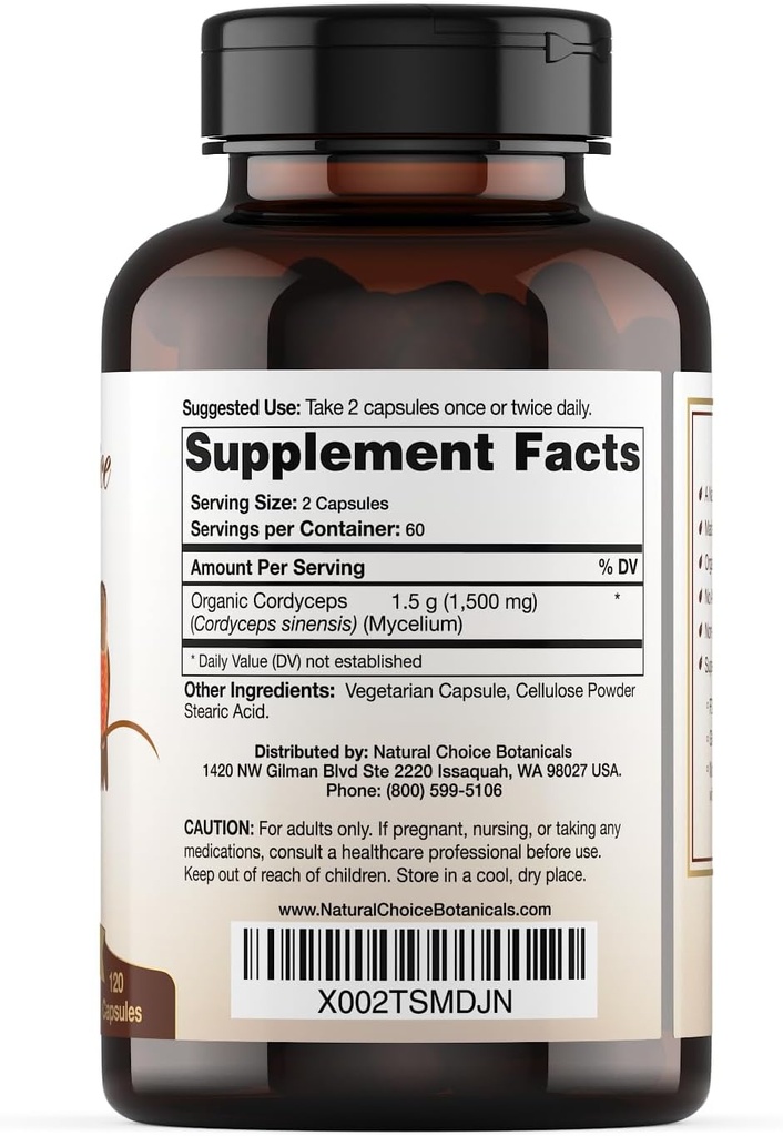 Organic Cordyceps Mushroom Supplement - 120 Capsules 4
