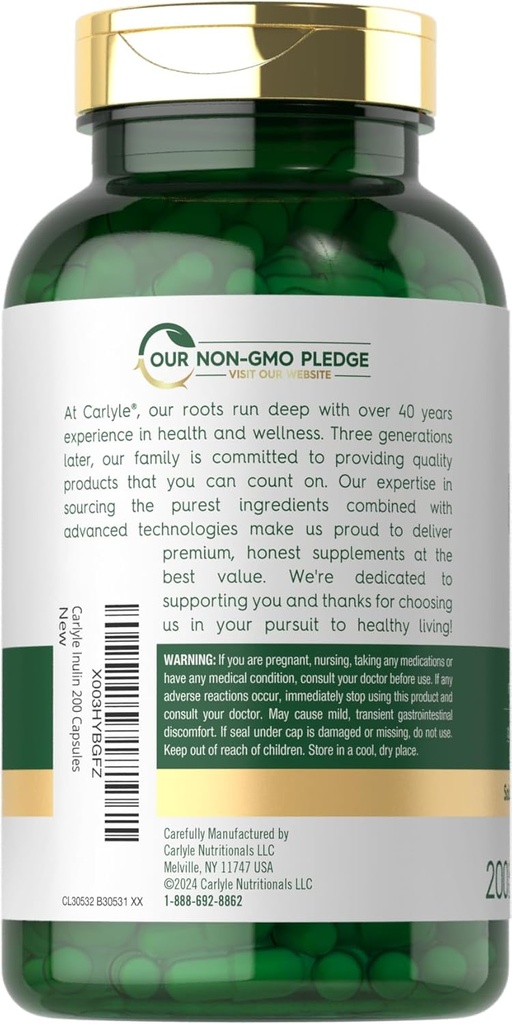 Carlyle Inulin Powder Capsules | 200 Count | Non-GMO and Gluten Free Supplement 4