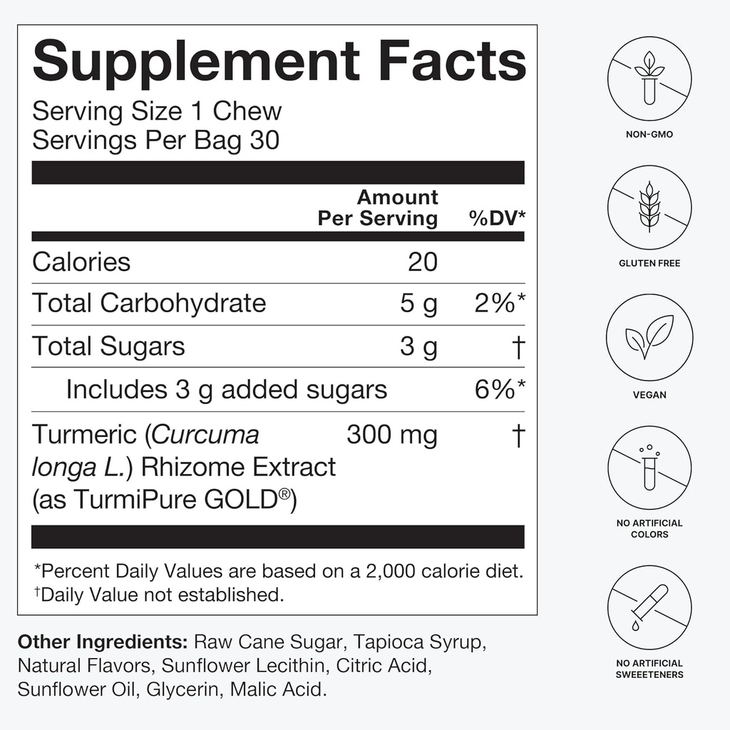 Humann SuperBeets Memory + Focus & Turmeric Chews 6