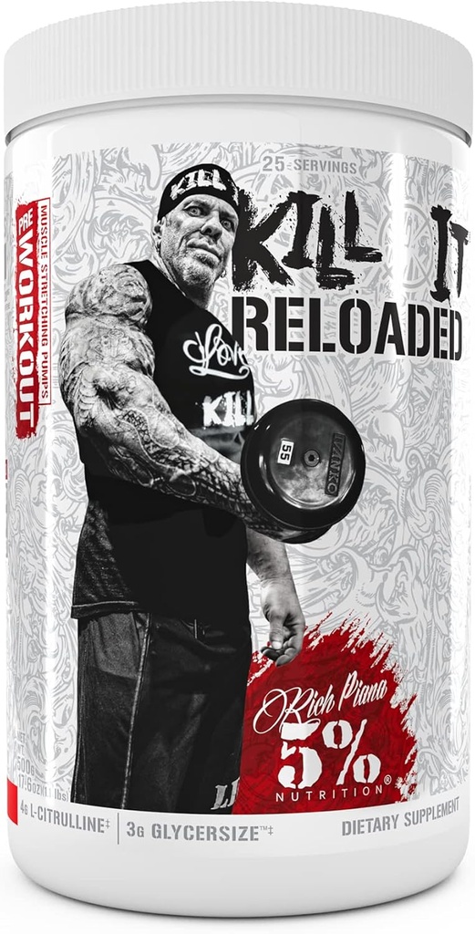 5% Nutrition Rich Piana Bundle | AllDayYouMay BCAA Powder + Kill It Reloaded High-Stim Pre-Workout (Fruit Punch) 6
