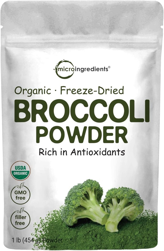 Organic Broccoli Powder, 1 Pound, Freeze Dried, Contains Natural DIM (Diindolylmethane), and Rich in Fiber and Immune Vitamin C, Green Superfood for Smoothie & Drinks, Vegan Friendly 2