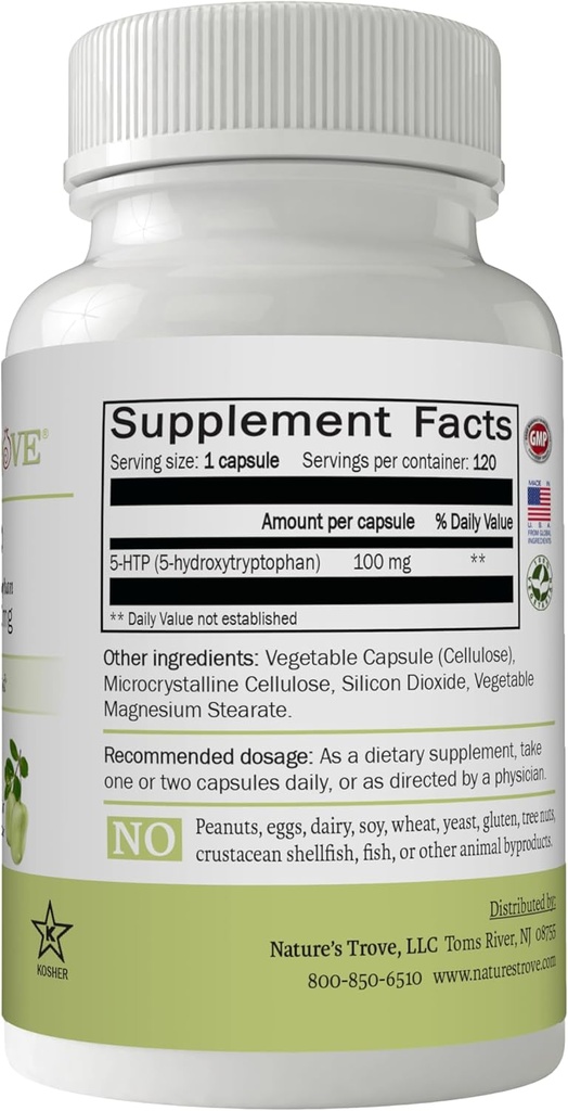 Nature's Trove 5-HTP 100mg 120 Vegetarian Capsules 3