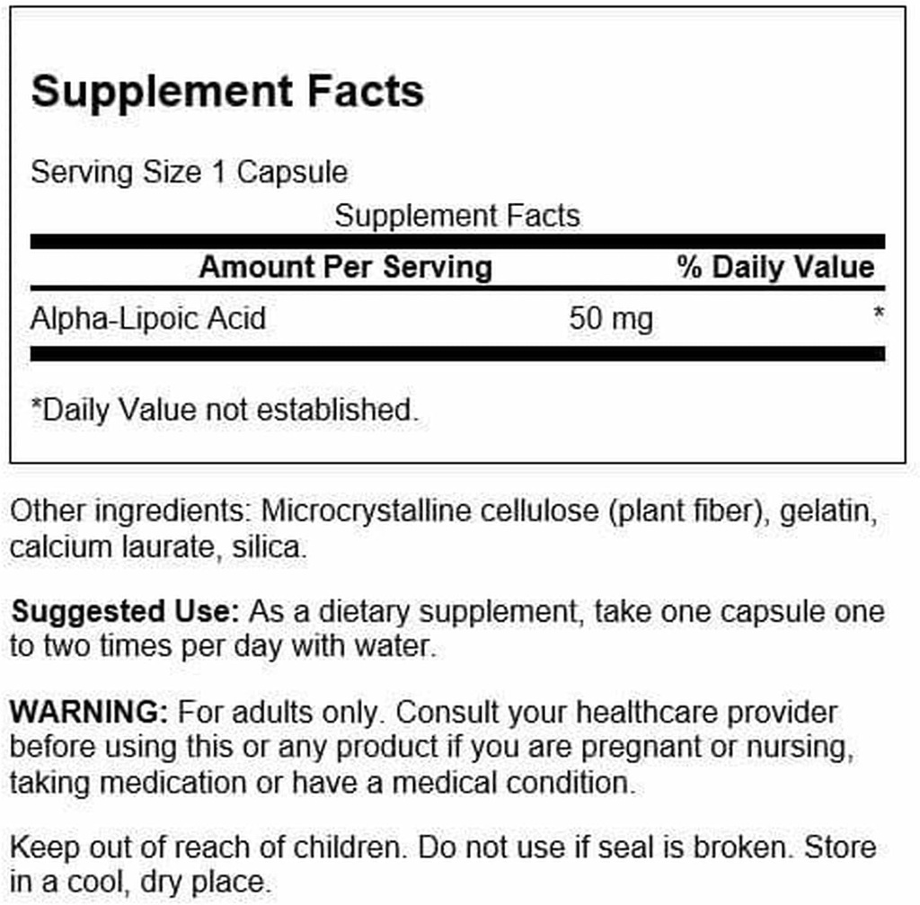 Swanson Alpha Lipoic Acid 50 Milligrams 120 Capsules 3