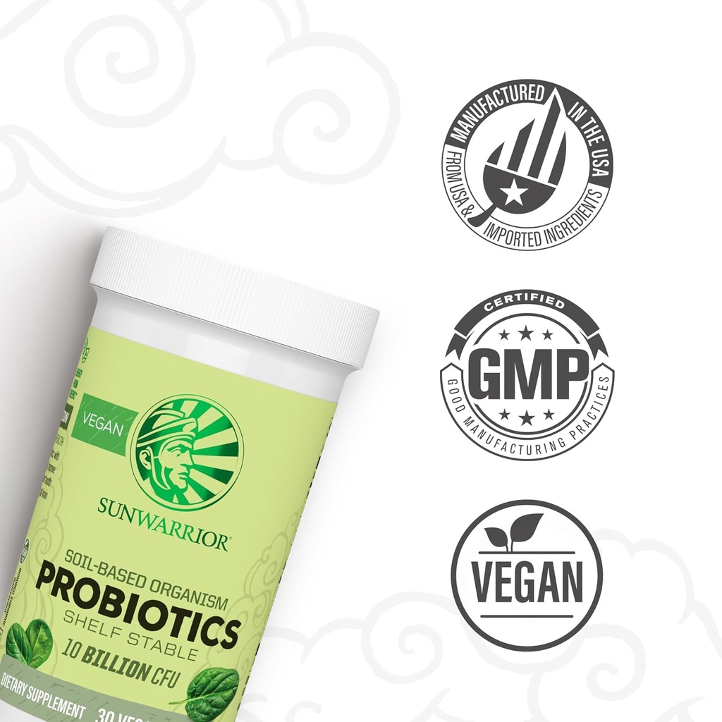 Sunwarrior Probiotics Soil-based Vegan Capsules | 10 billion CFU for Digestion Soy Free Gluten Free Dairy Free | 30 CT 4