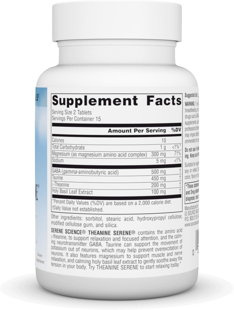 Source Naturals Theanine Serene, Calm Mind & Body*, with GABA - Vegetarian Formlua - 30 Tablets 3