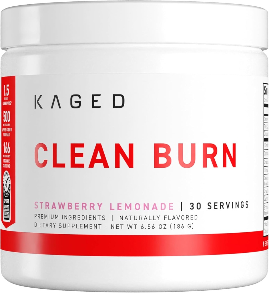 Kaged Clean Burn Powder | Strawberry Lemonade | Thermogenic Weight Management | Boost Metabolism | Organic Caffeine, Apple Cider Vinegar | Supplements for Men & Women | 30 Servings 2