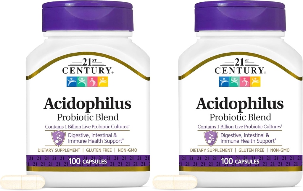 21st Century Acidophilus Capsules, 100 Count (21339) (Pack of 2) 2