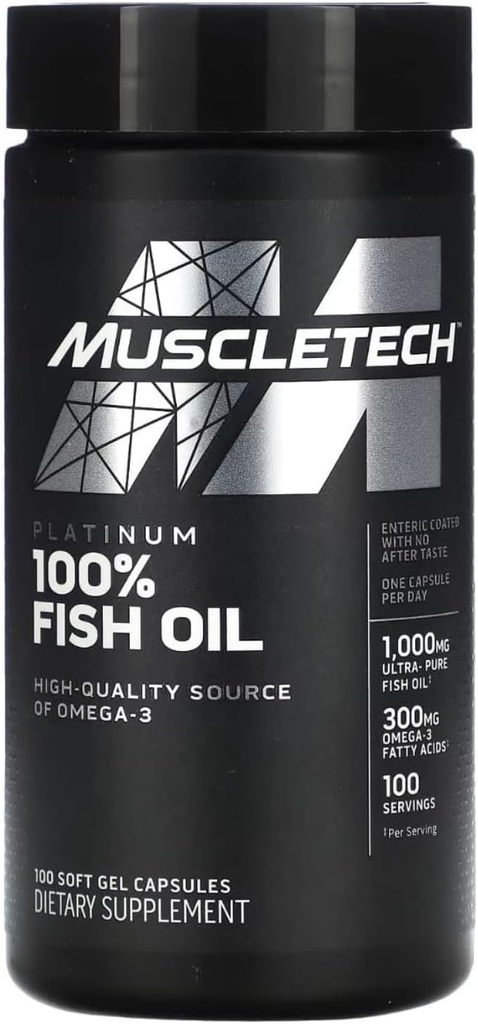 Omega 3 Fish Oil Capsules MuscleTech 100% Omega Fish Oil Burpless Fish Oil Supplement Omega 3 Fatty Acid Supplement Fish Oil 1000mg Pills, 100 Count 2