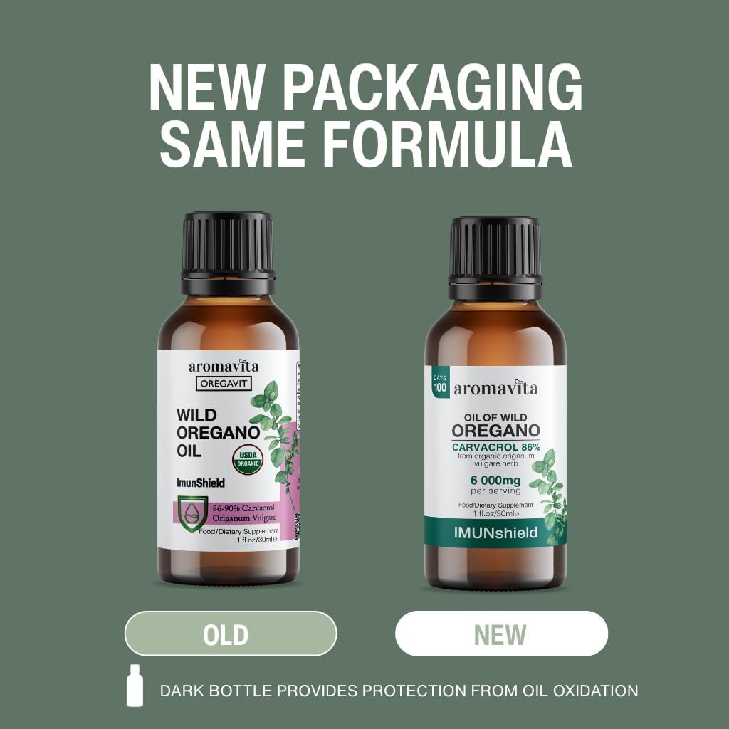 ImunShield Wild Oregano Oil Organic Liquid Drops - Hand-Picked Oregano with 86-90% Carvacrol for Immune and Digestive Support - Vegan, Non-GMO, Gluten-Free, 1 fl. oz./ 30ml 6