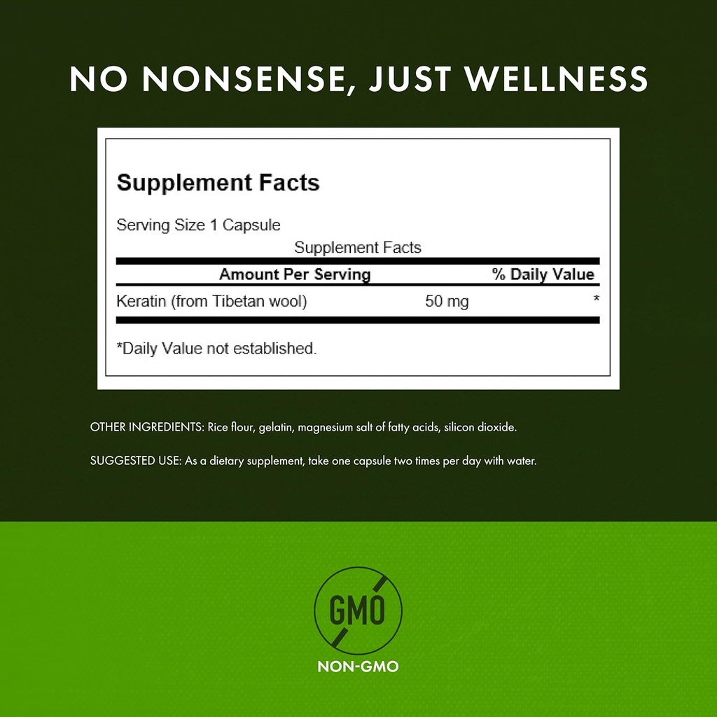 Swanson Keratin (from Tibetan Wool) - Natural Supplement Promoting Healthy Joints, Hair, Skin & Nails - Helps Nourish Healthy Connective Tissues - (60 Capsules, 50mg Each) (4 Pack) 3