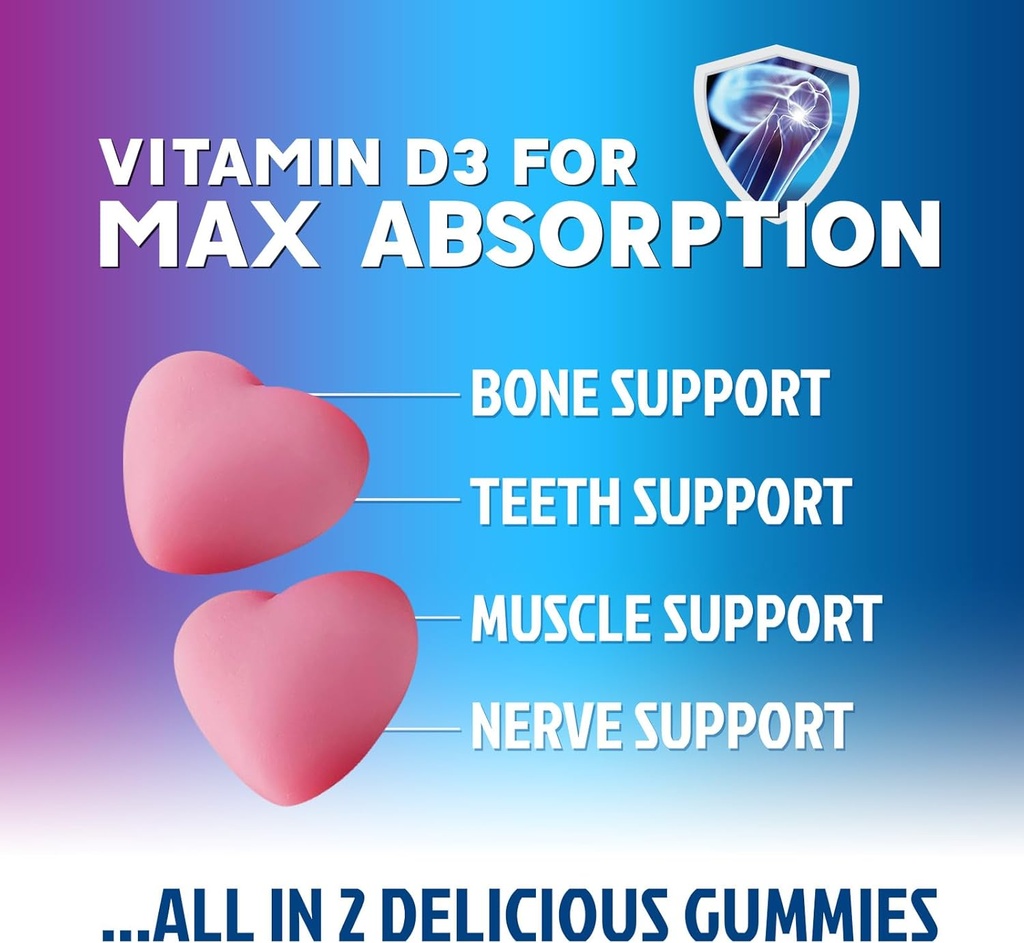 Calcium Supplement Gummies - Sugar Free Calcium Gummy with 400 IU Vitamin D3 for Best Absorption - Supports Immune Health, Bones & Teeth - Nature's Calcium Chews for Women & Men - 120 Gummies 6