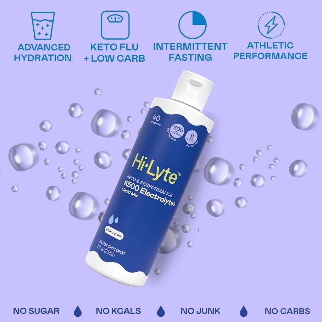 Hi-Lyte Keto & Performance K500 Electrolytes Unflavored Liquid Mix, 30 Servings 5