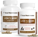 Real Mushrooms Lions Mane for Humans (120ct) and Pets (120ct) - Bundle for Cognition & Immunity - Vegan, Non-GMO, Gluten-Free, Grain-Free Mushroom Extract Supplements 2
