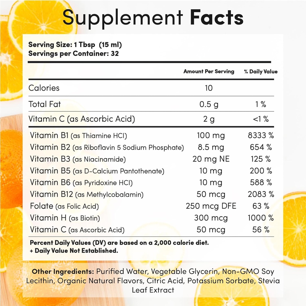 Aurora Nutrascience Mega-Liposomal B-Complex + Vitamin C, Supports Energy, Immune & Nervous System Health, Gluten Free, Non-GMO, Sugar-Free, Organic Fruit Flavor, 32 Servings, 16 Fl oz 3