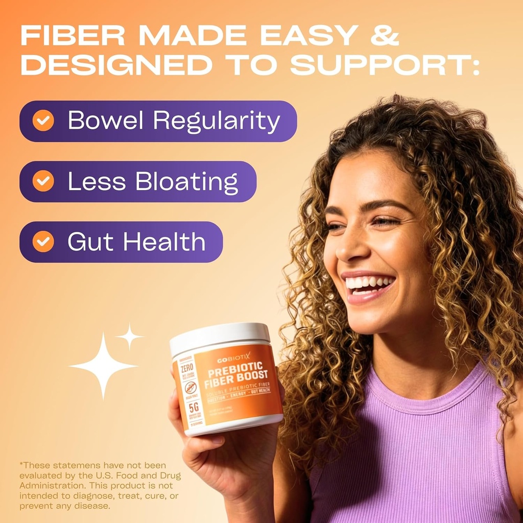 GoBiotix Fiber Supplement Powder with Prebiotics for Digestive Health and GLP-1 Support, Soluble Fiber for Gut Health & Debloat, Keto, Vegan, Gluten & Sugar Free, 35 Servings (2 Pack) 4