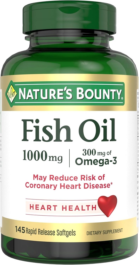 Nature's Bounty 300 mg Omega-3 Fish Oil 1000 mg Softgels 120 Coated Soft Gels (Pack of 2) 6