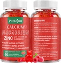 | High Absorption Calcium Magnesium Zinc Gummies, Sugar Free Calcium Magnesium Zinc Supplement with D3 | Bone & Teeth Strength | Muscle & Nerve Function | Vegan | Raspberry Flavor | 1 Pack 2