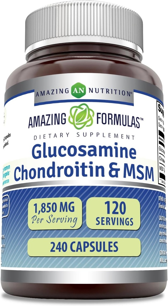 Amazing Formulas Glucosamine Chondroitin & MSM Supplement | 1850 Mg per Serving | 240 Capsules | Non-GMO | Gluten-Free | Made in USA 2