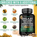 Adndale Shilajit Supplement. Pure Himalayan Organic Shilajit for Men and Women Capsules with Sea Moss Ashwagandha Rhodiola Rosea Lion’s Mane. 90 Count 4