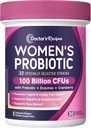 Doctor's Recipes Probiotics for Women, 100 Billion CFU 32 Strains, with Prebiotic Fiber, Enzymes & Cranberry, Vaginal Urinary Digestive & Immune, No Yeast, Shelf Stable, Delayed Release, 30 Caps 2