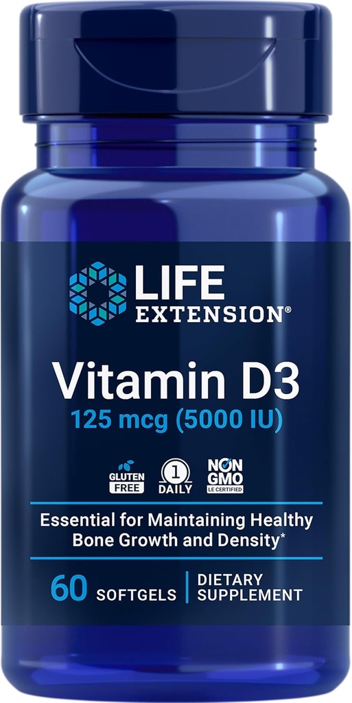 Life Extension Vitamin B12 Methylcobalamin 1mg & Vitamin D3 125 mcg (5000 IU) Supplement Bundle - 60 Count 2