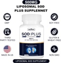 Superoxide Dismutase Supplement 500mg - SOD Plus with liposomal glutathione, AKG, Green Tea Extract, L-Arginine, Lysine, Resveratrol and Vitamin E for Immune Support, Antioxidant 60 Capsules 6